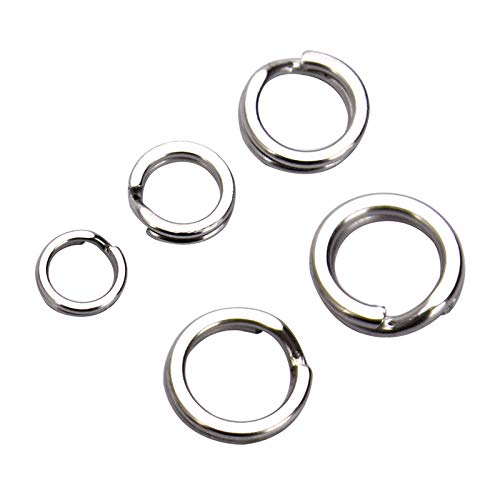 200pcs Assorted Size Split Rings Fishing Lure Connectors Stainless Steel Split Ring OD 5/6/7/8/9mm Open Jump Rings Connectors for Charm Connector Jewelry Findings Fishing - color: Heavy duty split rings_200pcs