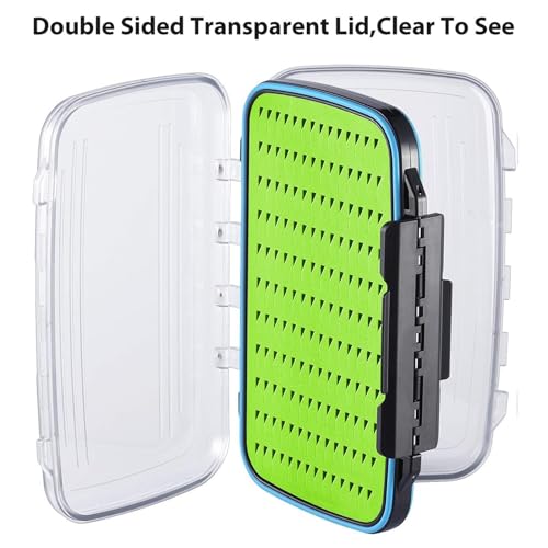 Gonex Fly Boxes for Fly Fishing Jig Boxes Two-Sided Waterproof Lightweight Fly Fishing Box Easy Grip Transparent Lid Fly Fishing Lures Box Sizes A+B+C, Green - color: Green, Black, Transparent, size: SizeA+SizeB+SizeC