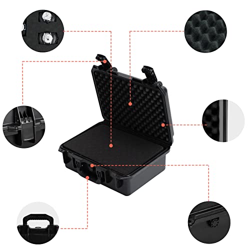 MEIJIA Premium Waterproof Hard Camera Case,Hard Case with customizable fit foam,Full Protection with Light&Convenient Design,Elegant Black (16.19"x12.69"x6.62") - size: 16.19"x12.69"x6.62"