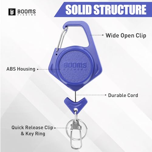 Booms Fishing Zinger Retractor 3pack: Fly Fishing Retractor with 27.5" Retractable Lanyard - 4oz Retractable Keychain for Key Nippers Scissors Forceps, Fly Fishing Accessories, XW80 - color: Blue