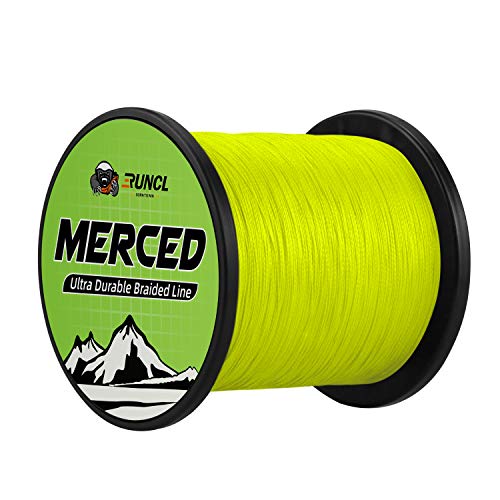 RUNCL Braided Fishing Line Merced, 1000 500 300 Yards Braided Line 4 8 Strands, 6-200LB - Proprietary Weaving Tech, Thin-Coating Tech, Stronger Smoother for Freshwater Saltwater - color: Hi-Vis Yellow, size: 6lb/300yards (4 Strands)
