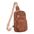 Anti Theft Crossbody Bags for Women RFID Leather Sling Purses,Crossbody Bags Travel Leather Fanny Pack for Women - color: Pure Brown