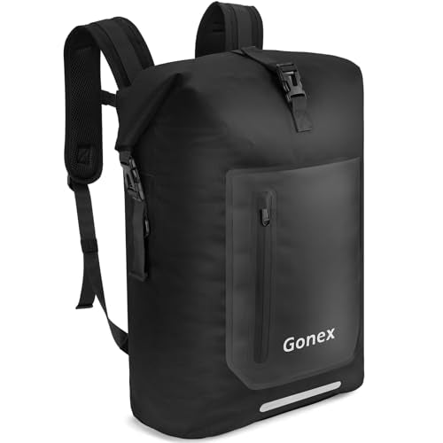 Gonex Waterproof Ultralight TPU Backpack 35L Roll Top Dry Bag, Kayaking | Back Padding, Camping, Fishing, Travel, Adjustable Straps, External & Internal Storage Pockets, Black - color: Black, size: 35L