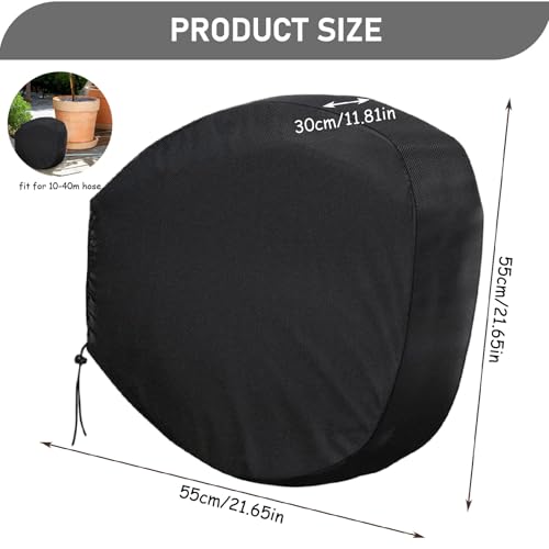 Hose Reel Cover, Waterproof UV Resistant Hose Covers for Outside, Outdoor Hose Cover with Drawstring Storage Bag, Retractable Garden Hose Reel Cover for Winter Yard Lawn