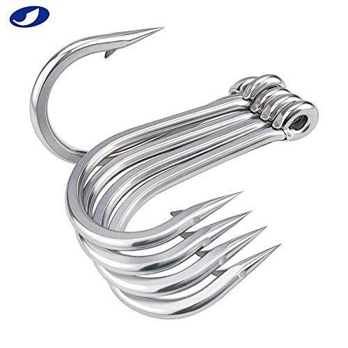 OCEAN CAT Classic Fishing Hook Stainless Steel Barbed Offset Point Octopus Circle Fishing Hooks Trolling Hooks Fishing Tackle for Saltwater and Freshwater Fishing - size: 8/0