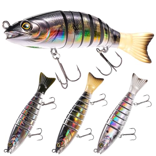 FONMANG SWIMPRO Swimbaits Northern Pike Fishing Lures,6.5in Glide Bait for Bass Fishing,3PCS Multi Jointed Swim baits, Musky Lures with 3D Holographic Bionic Finish, 2026 New