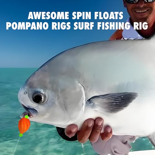 51pcs Floats Pompano Rigs Surf Fishing Rig Floats Cylindrical, Spin, Trout, bass, Salmon Fishing rigs with Tackle Box