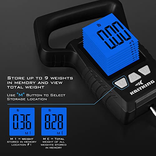 KastKing Fish Scale, WideView Floating Waterproof Digital Scale, 2.5” Large LCD Display, 110lb Capacity, Multi-Mode Pound/Ounces & Kilograms, Stores up to 9 Weights, Fishing Gifts for Men - color: D: Black combo