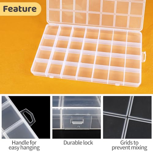 Eppingwin 28 Grids Bead Organizer, Craft Organizers and Storage, Acrylic Organizers, Plastic Bead Organizer Box for Crafts Organizing Storing (4 Pack) - color: 28 grids(4 P)