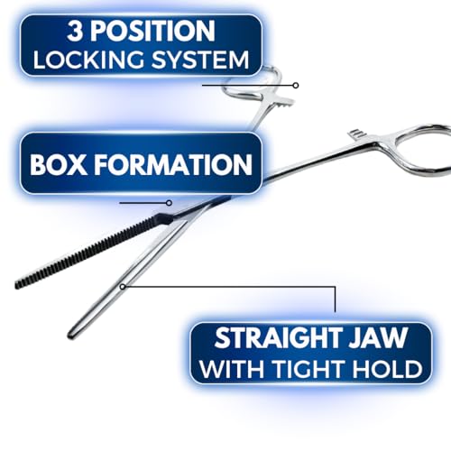 ADROIT 6" Straight Tip Hemostat Forceps | Stainless Steel Design | Small Teeth On Jaws | Locking Mechanism Built in | Great for Sewing, Fishing, Jewelry Making - size: 6", style: Straight