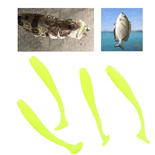 Akozon 50PCS Soft Plastic 5cm Fishing Lures, Ttail Grub Worm Bait, Fish Tackle Accessory in Vibrant Orange Color, Ideal for Fishing Enthusiasts - Pack of 50 - color: Yellow