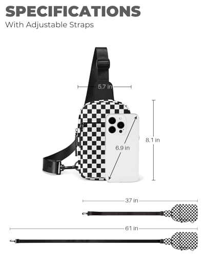 CHOLISS Small Sling Bag for Women and Men, Crossbody Bags Trendy Fanny Packs Chest Bag with Extended Strap - color: A14 Black Checkerboard