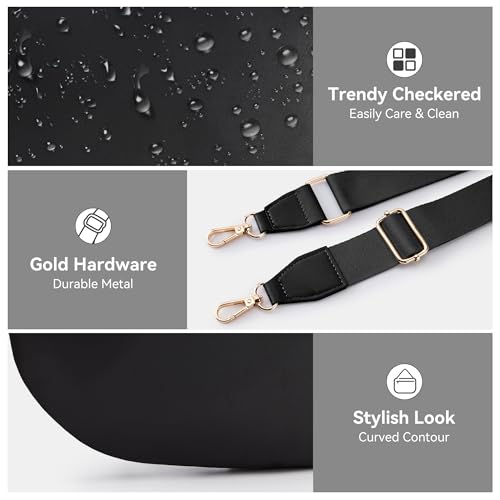 KALIDI Black Crossbody Bags for Women Travel Flat Fanny Packs for Woman Men Nylon Cross Body Purse Fashion Belt Bum Bag - color: Pure Black