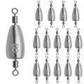 15Pcs Fishing Weights Sinkers Inline Trolling Fishing Weights with Inner Swivels Bullet Sinkers Fishing Weights for Saltwater Freshwater Fishing - size: 1/4oz