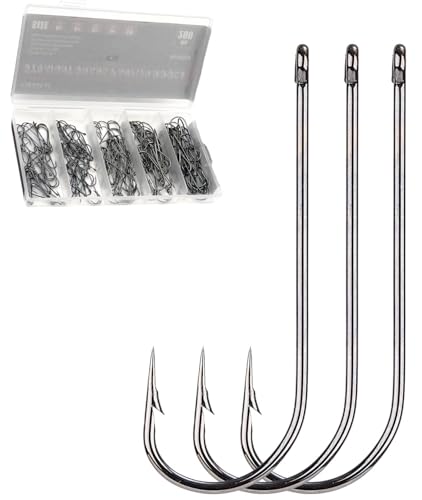 200Pcs Panfish Fishing Hooks Freshwater, Light Wire Crappie Hooks Straight Shank Aberdeen Hook for Bluegill Small Bass 5 Sizes Assorted 6# 4# 2# 1# 1/0