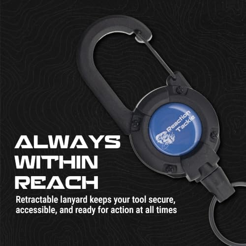 Reaction Tackle Micro Serrated Fishing Scissors with Retractable Lanyard and Carabiner, Precision Braid Cutters, Non-Slip Grip, Corrosion Resistant Stainless Steel for Freshwater and Saltwater