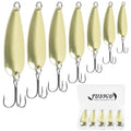 Fishing Spoons Fishing Lures Kit, 5pcs Gold Metal Jigging Casting Lure Trolling Spoon with with Treble Hooks for Trout Salmon Bass Walleye Trout - size: 3/4oz(21g)