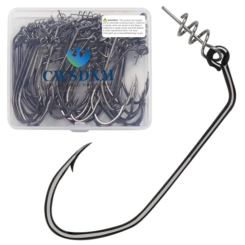 Twistlock Fishing Hooks, Swimbait Hooks Belly Offset Hooks Weighted Hook 1/0 3/0 4/0 for Soft Plastics Lures Fishing Saltwater Freshwater - color: 1/0 - 40PCS