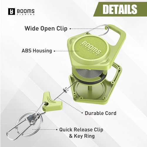 Booms Fishing Zinger Retractor 3pack: Fly Fishing Retractor with 27.5" Retractable Lanyard - 4oz Retractable Keychain for Key Nippers Scissors Forceps, Fly Fishing Accessories, XW80 - color: Green