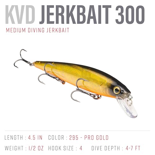 Strike King KVD Jerkbait 3 Hook - color: Pro Gold, size: 4.75 inch (Pack of 1)