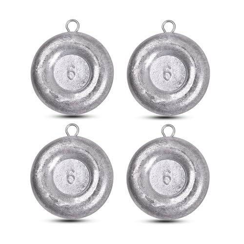 Disc Sinkers Fishing Weights Coin Sinker Weights Saltwater Surf Fishing Weights Bottom Drifting Trolling Catfishing Gear Tackle Fishing Sinker Weights 1oz 2oz 3oz 4oz 5oz 6oz 8oz - style: 6oz-4pcs