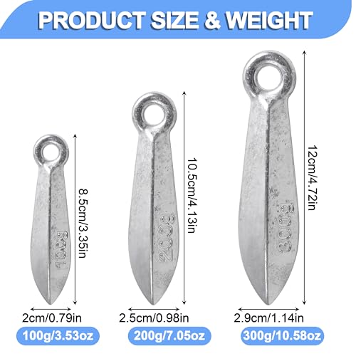 Bank Sinkers Fishing Weights for Saltwater Bullet Surf Fishing Accessories, Catfish Sinkers Bottom Rig Saltwater Fish Tackle - size: 7oz-200g-2pcs