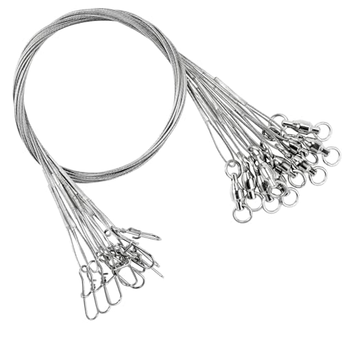 AMYSPORTS Stainless Steel Fishing Leader Saltwater Stainless Rigs Fishing Leader Lure Heavy Wire Fishing Leaders Steel White Nickel - size: #3 (15.8in-50lb) 20pcs