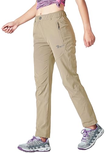 Rdruko Women's Hiking Pants Lightweight Quick Dry Water Resistant Outdoor Travel Fishing Pants with Pockets - color: Light Khaki, size: XX-Large