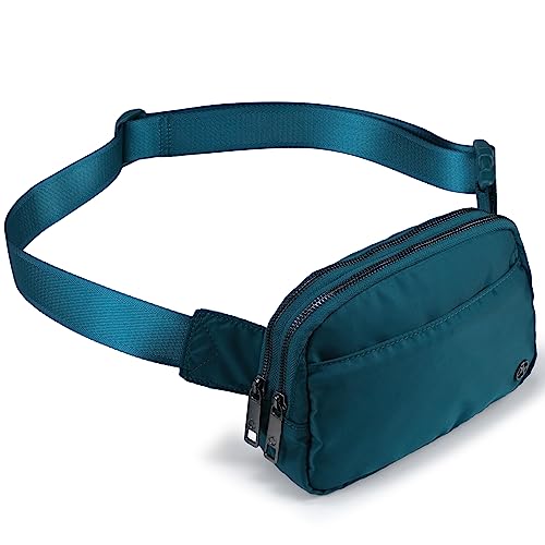 Pander Everywhere Belt Bag for Women, 5 Zipper Pockets Nylon Crossbody Fanny Pack Purse (Teal Blue) - color: Teal Blue
