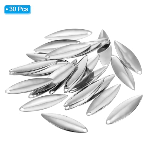 PATIKIL Fishing Lure Blades Willowleaf Lure Making for DIY Bait - color: Silver, size: 1.3"x0.4"