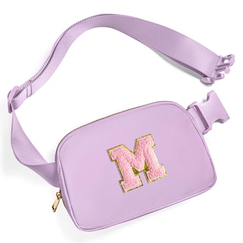 Gitus Belt Bag Fanny Pack Crossbody Bags with Initial Letter Patch Cute Stuff Birthday Gifts for Teenager Girls Trendy Preppy Stuff for Teen Girls Cool Stuff for Teens (Lavender-M) - color: Lavender, style: M