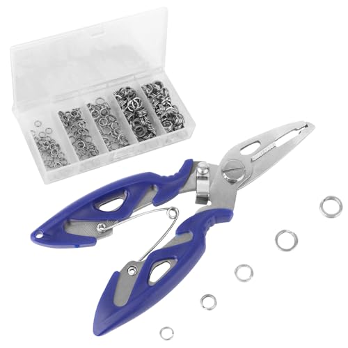 Fishing Split Pliers & Rings Kit, 4 Sizes Stainless Steel Split Scissors Equipment Gear Tool Accessories for Saltwater & Freshwater Fishing Tackle