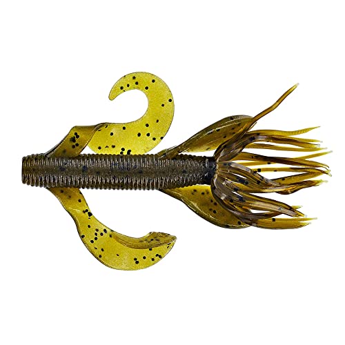 Yamamoto Custom Baits 4" Kreature Soft Creature Bait, 7-Pack, Bass Fishing Soft Plastic Lure, Multiple Colors - color: GREEN PUMPKIN W/ LARGE BLACK FLAKE (7 PACK)