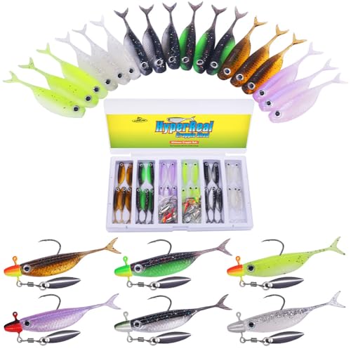 Crappie Baits Kit –40 & 135 Piece Soft Plastic Underspin Jig Heads, Shad Minnow Lures Set for Crappie Fishing Panfish Bluegill Perch Trout - color: 40 PCS — Starter Crappie Kit