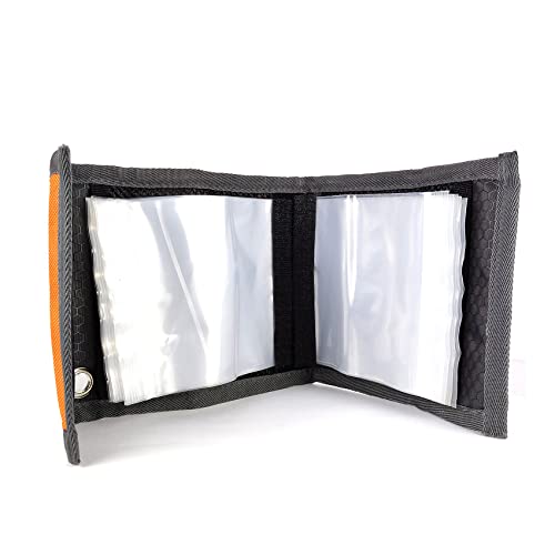 Aventik 10 Pockets Fishing Tackle Binder Fly Fishing Leader Tippet Line Wallet Leader Case Tippet Storage Fly Fishing Great for Pre-Tied Carp and Catfish Rigs - color: Orange
