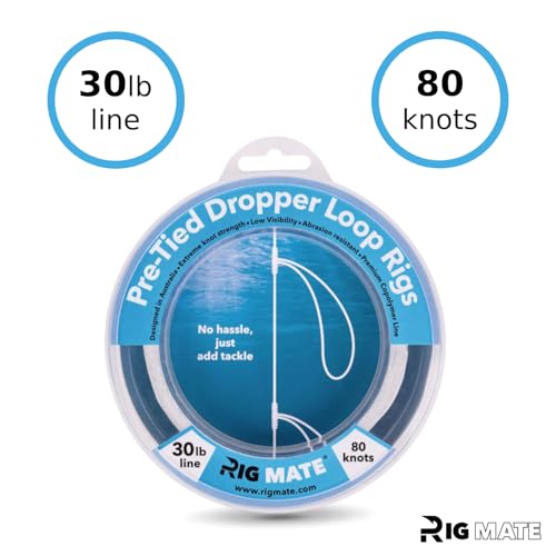 30 lb Pre-Tied Dropper Loop Rigs. Fishing Line Spool. Loops 18 Inches Apart with 5.5 Inch Loop Size. Perfect for Saltwater & Freshwater Fishing. Perfect for Snapper & Other Bottom Feeding Fish.