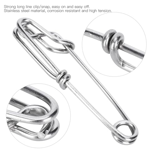15pcs Longline Fishing Snap Clips, Stainless Steel Tuna Clips with Snap Swivel Longline Branch Hangers Fishing Accessories for Saltwater, Shark, Tuna Fishing