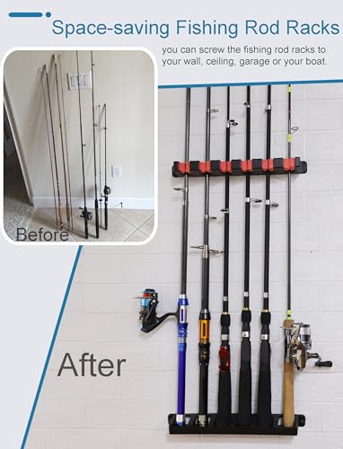 Horizontal Fishing Rod Rack Holders Wall-mounted Fish Pole Holder for Garage & Boat 6-Rod Storage Racks -1 Pair Rod Holder Rod Holder (1 Pair Vertical Blue) - color: 1 Pair Vertical Blue