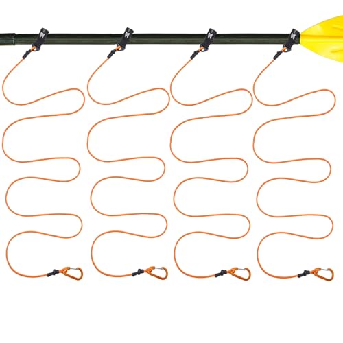 Kayak Paddle Leash, Paddle Leash Lightweight Coiled Kayak Rod Leashes for SUP Kayaking Canoing Fishing Boating - color: Orange - 4 Pack