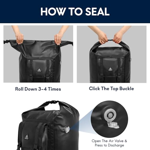Haimont Waterproof Backpack Roll Top Dry Bag Kayak Dry Backpack for Outdoor Dry Pack Boating Fishing Camping, 60L, Black - color: Black, size: 60L