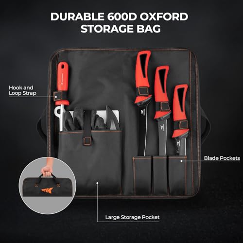 KastKing Intimidator Fillet Knife Set – G4116 German Stainless-Steel Blades, Non-Slip Handle, Includes Folding Fillet Board, Fish Scaler, Rubber-Coated Gloves, Honing Rod, and Durable Storage Bag, Fishing Gear and Gifts for Men - color: Fish Cleaning Kit
