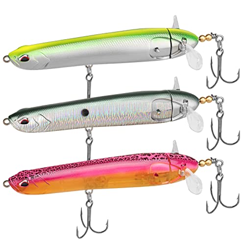 TRUSCEND Popobait Easy Catch Fishing Lures with BKK Hooks, Instant Startup, Longer Cast, Balanced Spray/Sound/Swim, Plopper Topwater Lures for Bass, Trout, Pike, Walleye, Freshwater Saltwater Fishing - color: C3-5",1oz