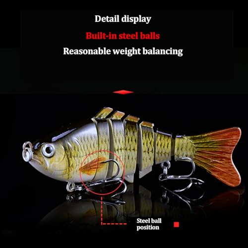 WOLFSKIN Fishing Topwater Lures Set for Bass Trout 3pcs 4in Multi Jointed Swimbaits Slow Sinking Fishing Baits Kit Lifelike Swimming Fish Freshwater, Saltwater (3pcs)
