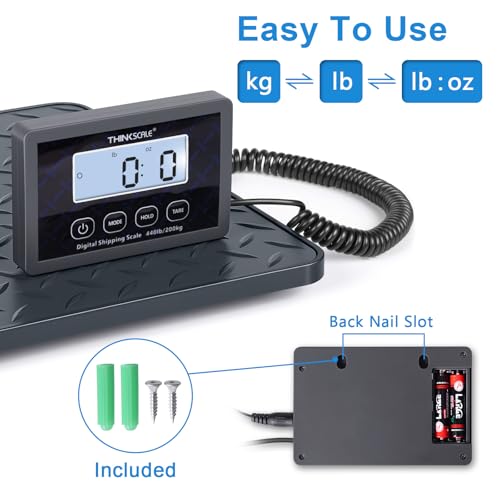 THINKSCALE Shipping Scale 440lb, 10g High Accuracy Postal Scale Packages, Integrated One-Piece Platform, Small Business & Warehouse, Battery & AC Adapter Included - color: Plastic Gray