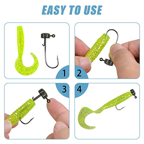 Ned Rig Jig Hooks Kit, 25Pcs Shroom Head Jigs for Soft Plastic Lures Finesse Fishing Jigs with Bait Keeper Crappie Jig Saltwater 1/10oz 1/8oz 1/6oz