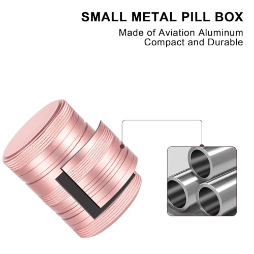 Metal Pill Box Pill Case 2 Times a Day - Daily Pill Container Portable Travel Medicine Holder for Pocket Purse Medicine Organizer for Vitamin/Fish Oil/Supplements - color: Pink, size: Medium-Short