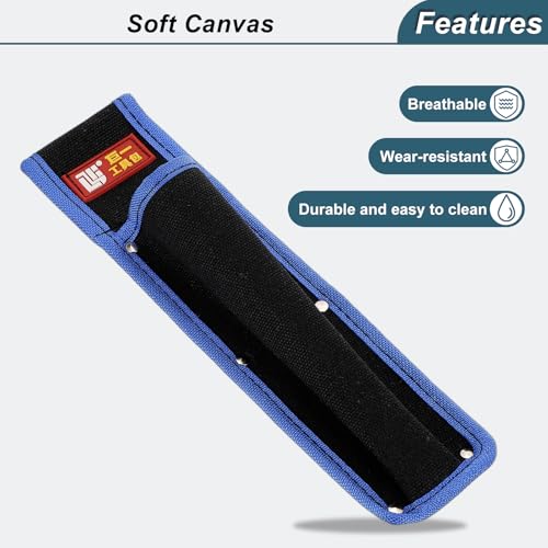 HARFINGTON 2pcs Welding Rod Pouch 12.26" x 3.15" x 9.45" Canvas Welding Rod Bag Leather Electrode Holder with Waist Belt Rivet Reinforcement for Storage Welding Tools, Black Blue - size: 12.26" x 3.15" x 9.45"