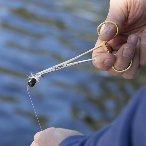 Smith’s 51391 5” Fly Fishing Forceps | Stainless Steel Material | Large Finger Loops | Three Locking Positions | Serrated Jaws | Fly Fishing Forceps | Hook Remover