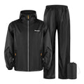 SOPPY Waterproof Rainsuit Jacket Pants Suits, Hooded Rain Jacket with Trousers, Packable Raincoat Sets with Carrying Bag - color: Black-m, size: Medium