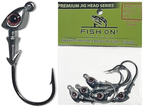 Jig Heads for Fishing with Super Sharp Black Nickel Hooks - Double Locking Bait Stays & Multi-Color 3D Eyes - Perfect for Freshwater & Saltwater Fishing - color: Silver, size: 3/8 oz - 5 Pack